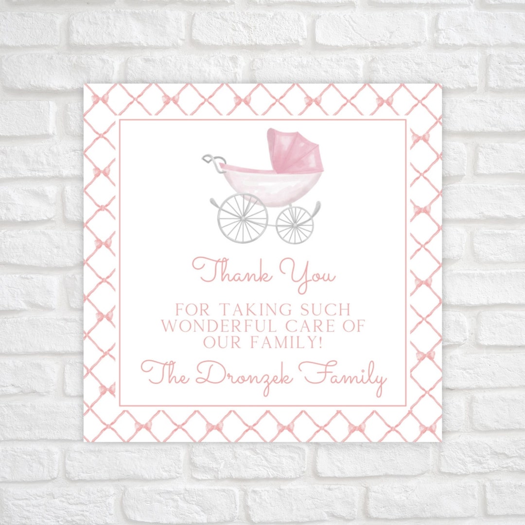 Printable Baby Girl Thank You Tags, New Baby Gift Tag, Labor and