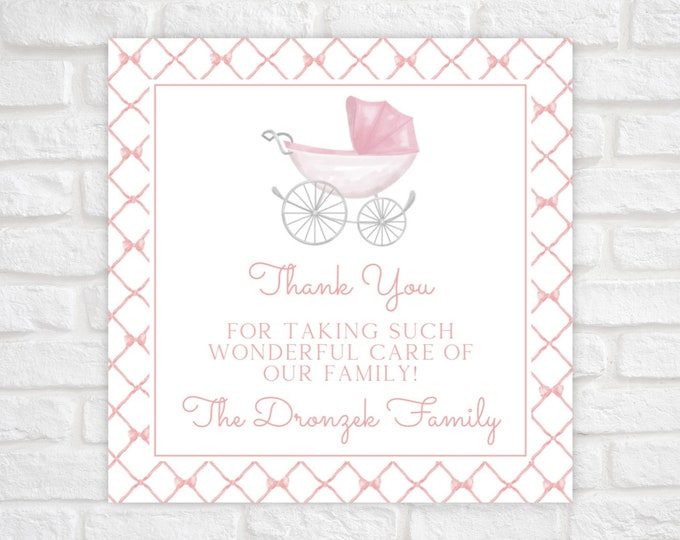 Printable Baby Girl Thank You Tags, New Baby Gift Tag, Labor and Delivery Nurse Thank You Tag, NICU Nurse Thank You Tag, Hospital Gift Tag
