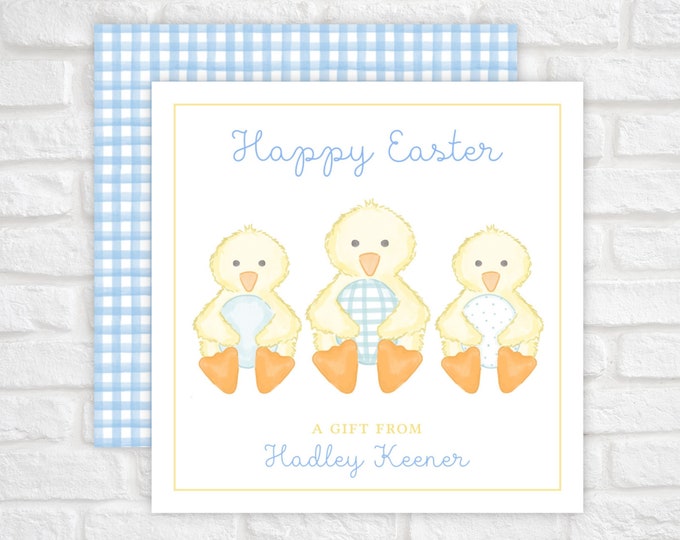 Easter Gift Tags Printable, Watercolor Easter Chick Gift Tag, Easter Basket Tag Template, Personalized Easter Gift Tags, Easter Chick Egg