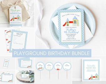 Playground Birthday Invitation Bundle, Printable Park Birthday Party Invitation Bundle, Playground Park Party Decorations for Kids