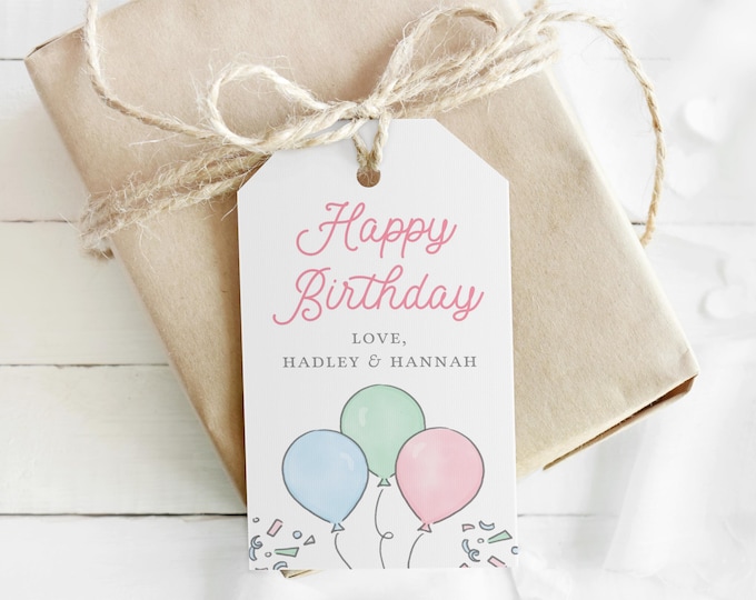 Pastel Balloon Birthday Tags