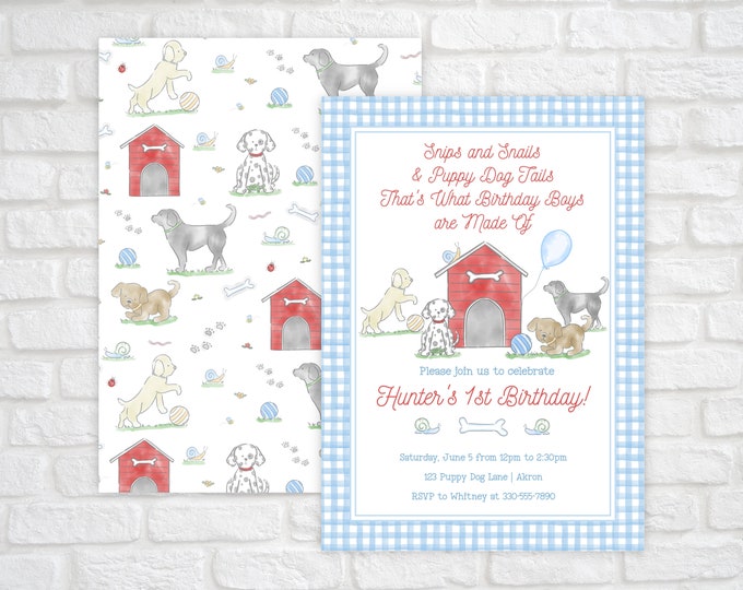 Printable Snips and Snails and Puppy Dog Tails Birthday Invitation