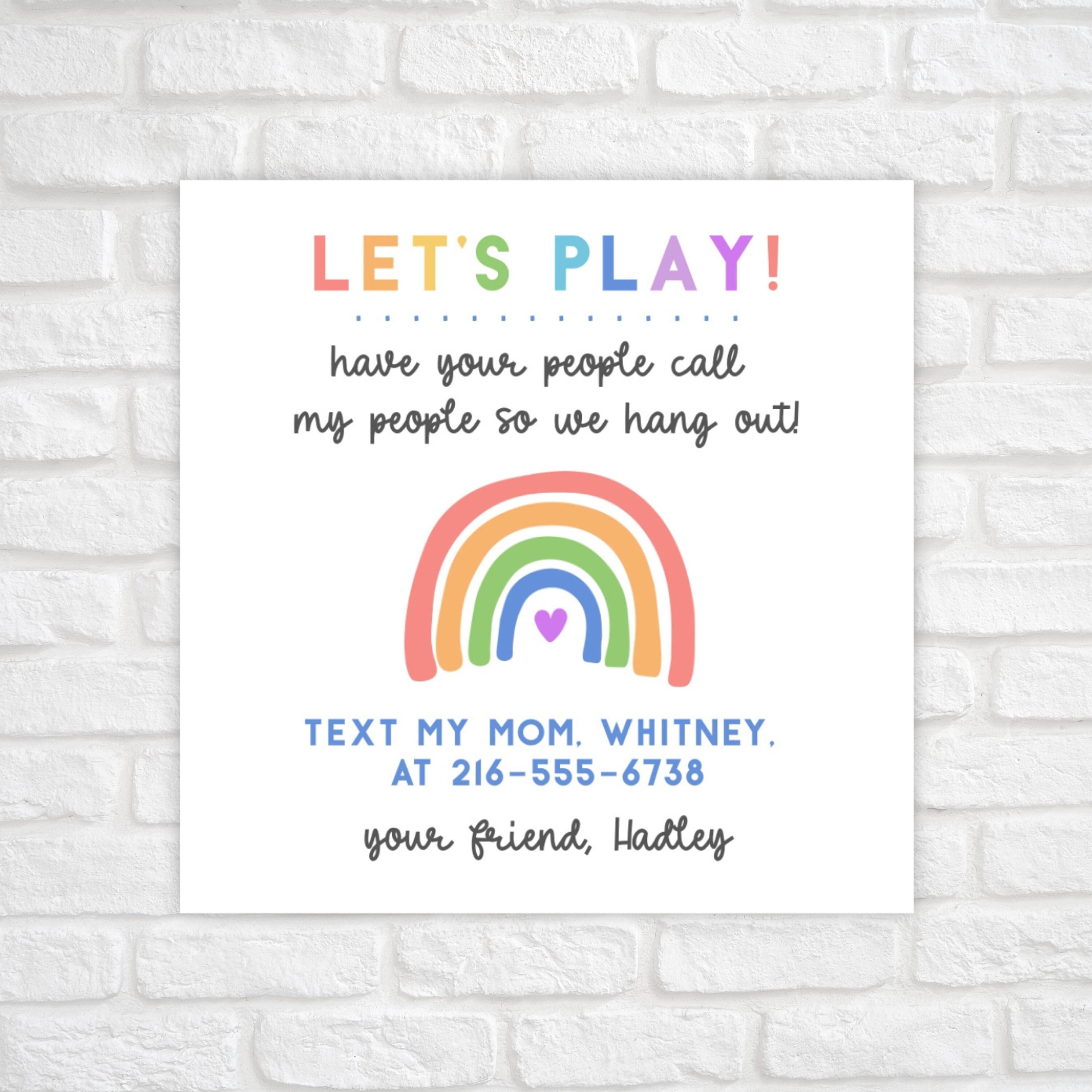 Printable End of School Tags for Kids Play Date Calling Card - Etsy