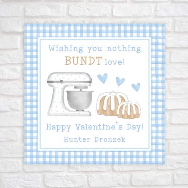 Valentine Bundt Cake Gift Tag, Printable Valentine Cards for Kids, Nothing Bundt Love Valentine Tag, Class Valentines, Valentine's Day Gift