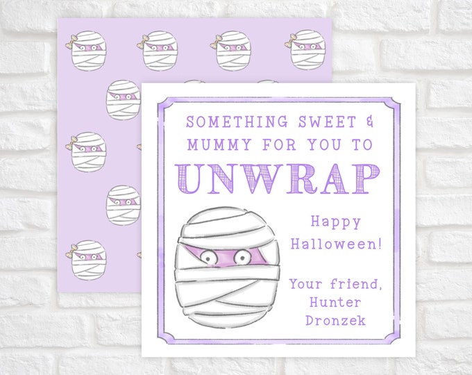 Printable Halloween Mummy Gift Tag