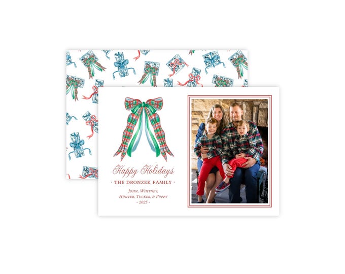 Tartan Bow Christmas Photo Card