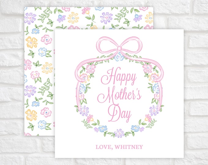Printable Mother's Day Gift Tag, Mother's Day Card, Happy Mother's Day Gift Tag, Spring Floral Wreath Gift Tag, Mothers Day Printable