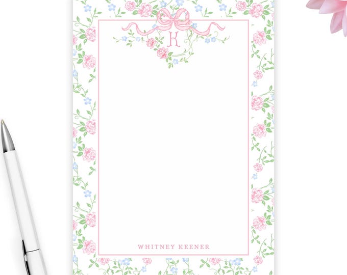 Personalized Rose Floral Notepad
