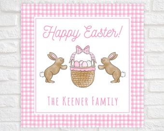 Printable Easter Gift Tag, Watercolor Easter Bunny Favor Tags, Easter Basket Tags, Bunny Bait Tag, Corjl Template, Digital Download