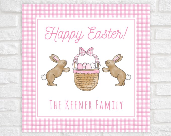 Printable Easter Basket and Bunnies Gift Tag