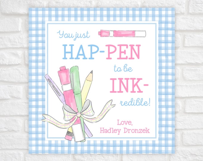 Printable Watercolor Ink Pen Appreciation Gift Tag