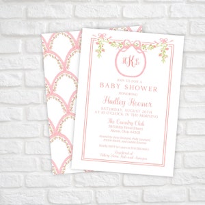 Printable Baby Shower Invitation, Digital Baby Shower Invitation, Pink ...