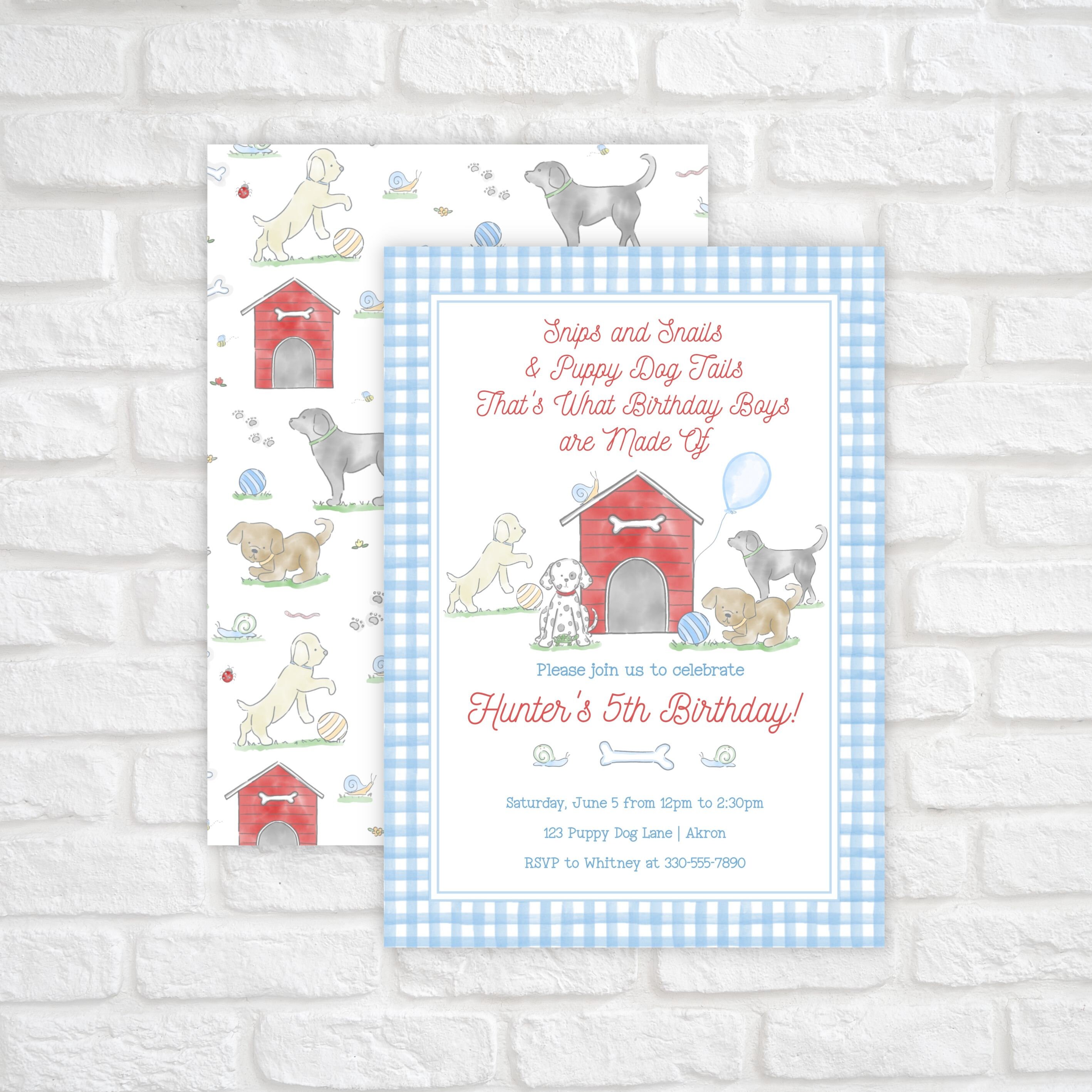 Snips and Snails and Puppy Dog Tails Birthday Invitation Etsy