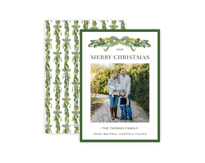 Greenery Swag Christmas Photo Card
