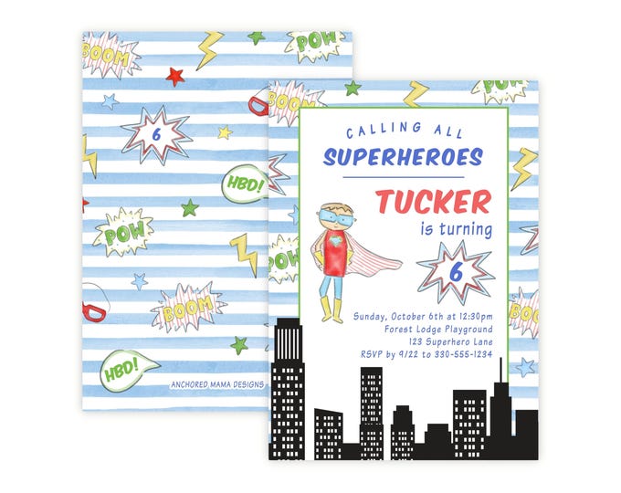 Printable Superhero Birthday Party Invitation