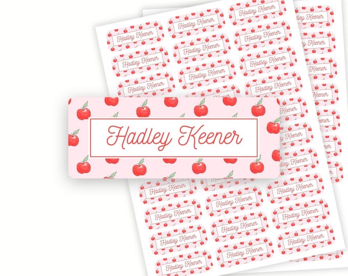 Personalized Apple School Name Labels