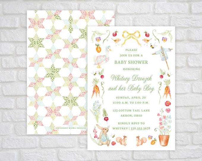 Printable Floral and Lemon Baby Shower Invitation