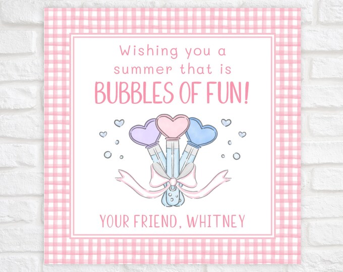 Printable Bubbles of Fun Summer Tag