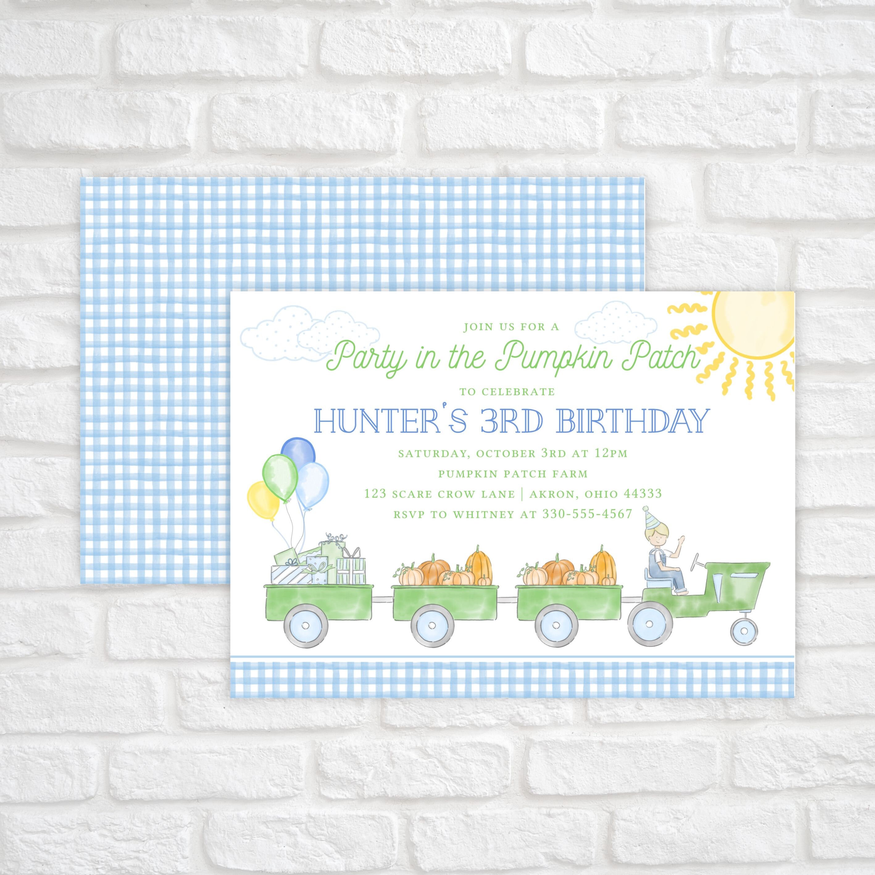 Printable Pumpkin Patch Birthday Party Invitation Autumn - Etsy