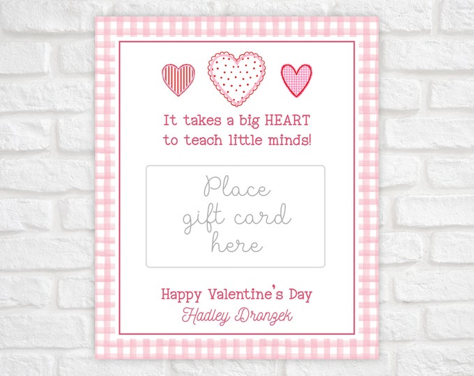 Printable Teacher Appreciation Gift Card Holder Valentine