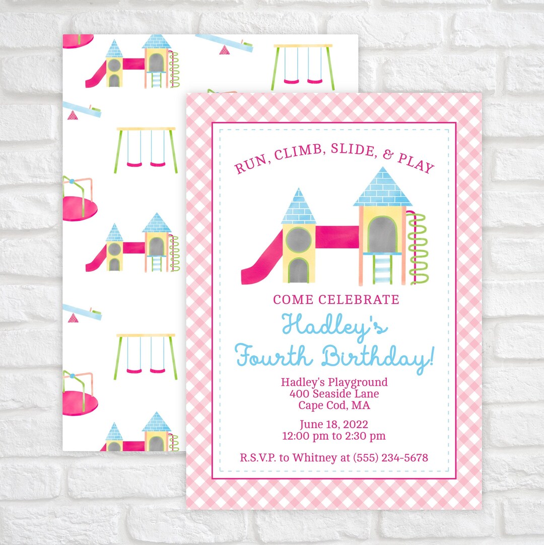 Printable Playground Birthday Invitation for Kids, Editable Park Party ...