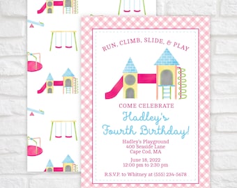 Printable Playground Birthday Invitation for Kids, Editable Park Party Invitation for Girls, Party At The Park, Instant Download Template