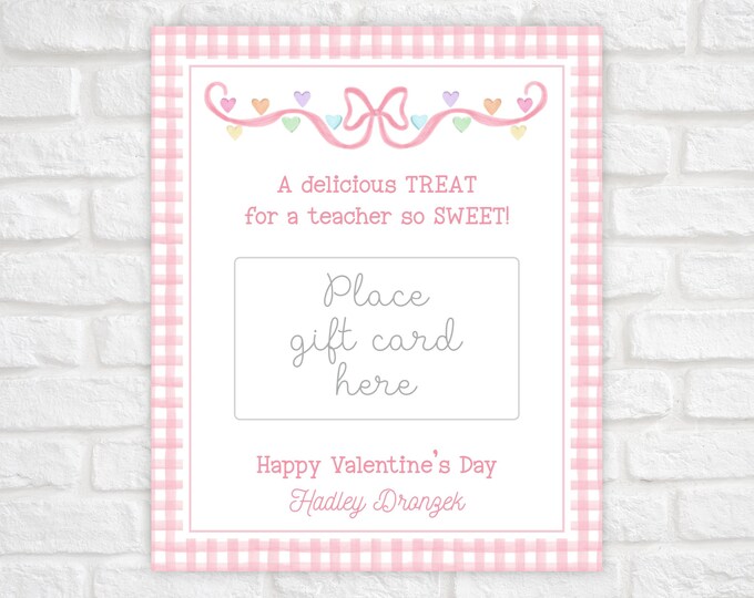 Printable Valentine Teacher Appreciation Gift Card Holder