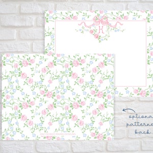 Personalized Floral Vines With Pink Bow Stationery for Women, Girl Baby ...