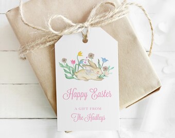 Printable Easter Gift Tags, Easter Basket Tag Template, Easter Bunny Gift Tag, Personalized Easter Gift Tags, Custom Spring Bunny Tag