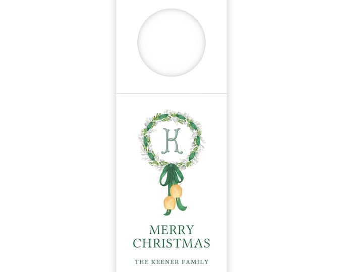Monogrammed Wreath Bottle Hang Tag