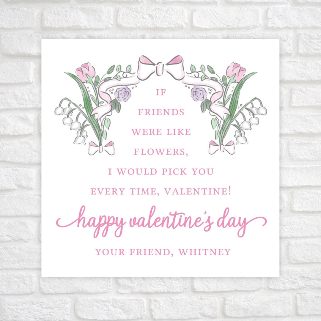 Printable Valentine Cards for Kids, Tween Valentines, Watercolor Floral ...