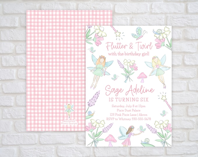Editable Fairy Birthday Invitation Whimsical Magical Floral Garden Enchanted Forest Fairy Birthday Party Invitation Printable Download