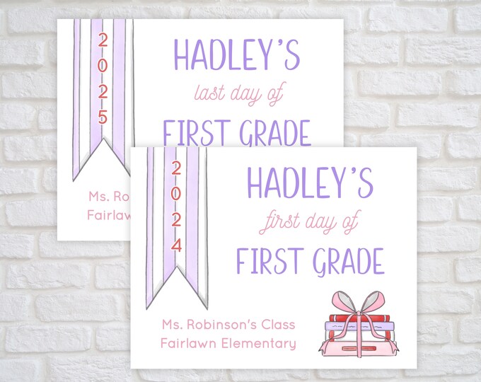 Printable Book-Themed Purple Banner Back to School Sign