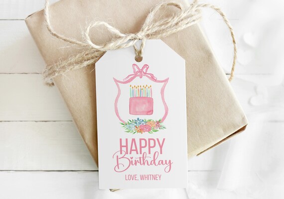 Happy Birthday Tag Printable Gift Tags Template Editable - Etsy