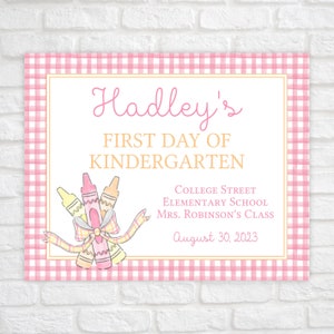 Cartello stampabile per il primo e l&#39;ultimo giorno di scuola, cartello con pastelli a cera per il primo giorno di scuola, cartello stampabile per il ritorno a scuola, cartello modificabile per il primo giorno di scuola