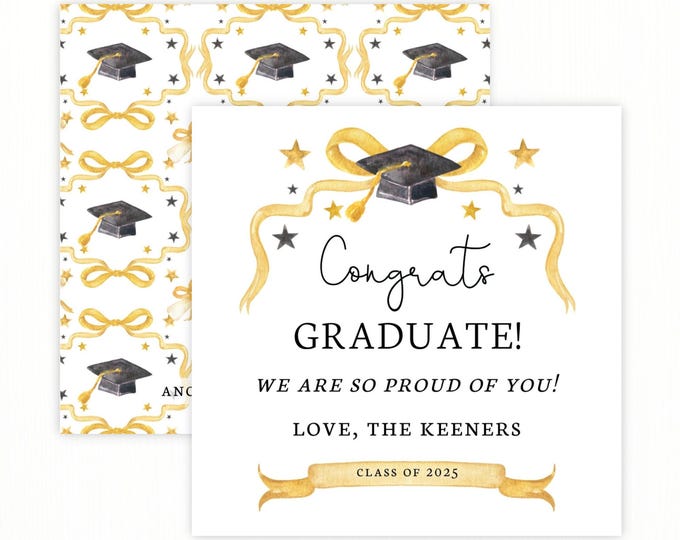Printable Black and Gold Graduation Gift Tags
