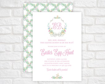 Easter Egg Hunt Invitation Template, Easter Egg Hunt Invite, Easter Party Invitation, Printable Easter Bunny Egg Hunt Invitation