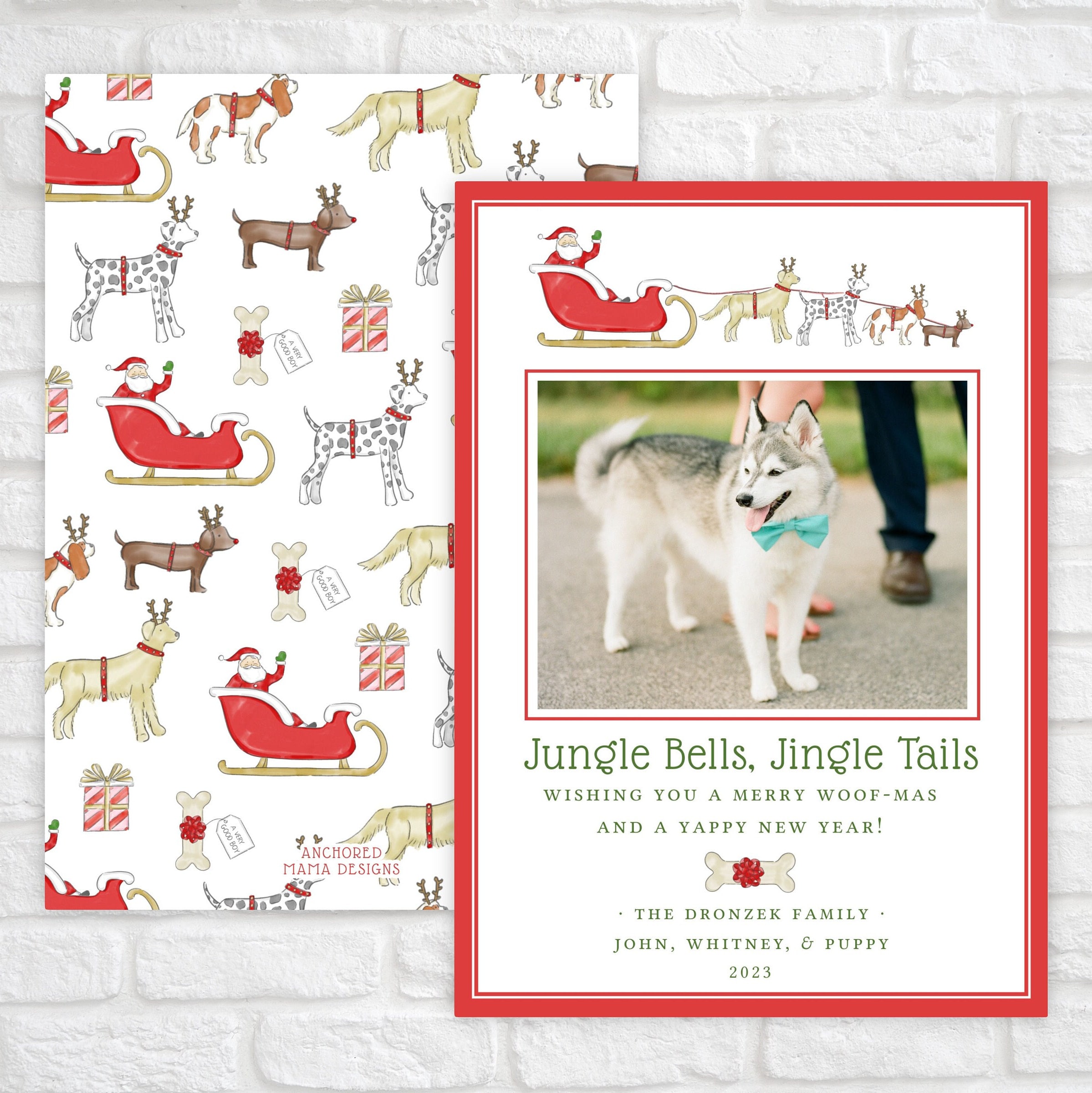 Printable Christmas Photo Card Template, Pet Christmas Card Photo, Dog ...