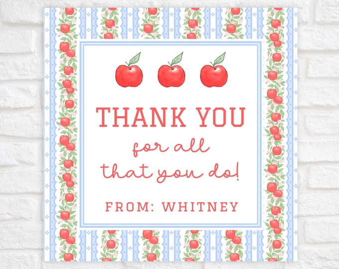 Printable Red Apple Teacher Appreciation Gift Tag