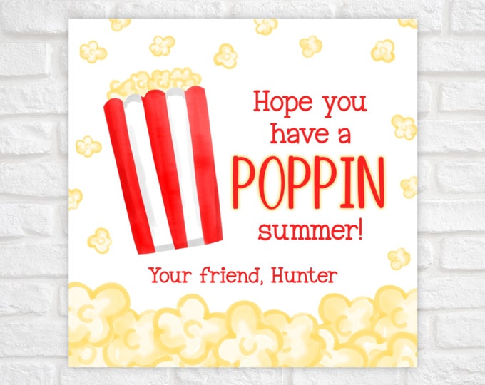 Printable Last Day of School Gift Tags, Popcorn End of School Year Favor Tags, Popcorn School Summer Tag, Teacher Staff Appreciation