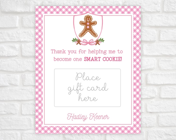 Teacher Gift Card Holder Christmas, Christmas Gift for Teacher, Teacher Appreciation Gift Tag, Daycare Teacher Gift, Printable Card Holder