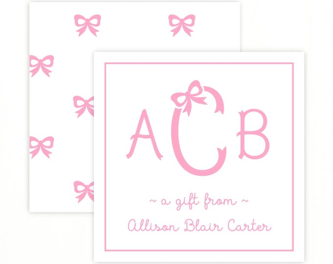 Printable Pink Bow Monogram Calling Card