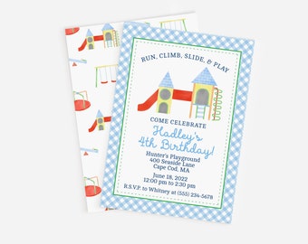 Printable Playground Birthday Invitation for Kids, Editable Park Party Invitation for Boys or Girls, Instant Download Template