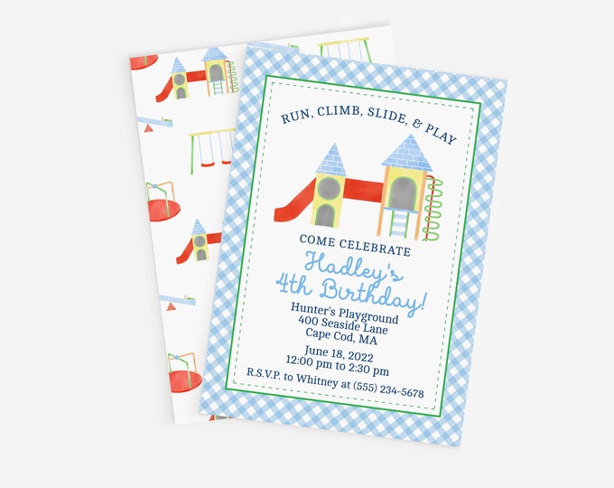 Printable Playground Birthday Invitation for Kids, Editable Park Party Invitation for Boys or Girls, Instant Download Template