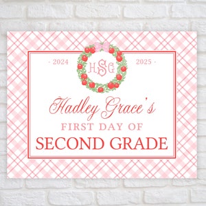 First Day of School Sign Printable, Monogram Back to School Sign for ...