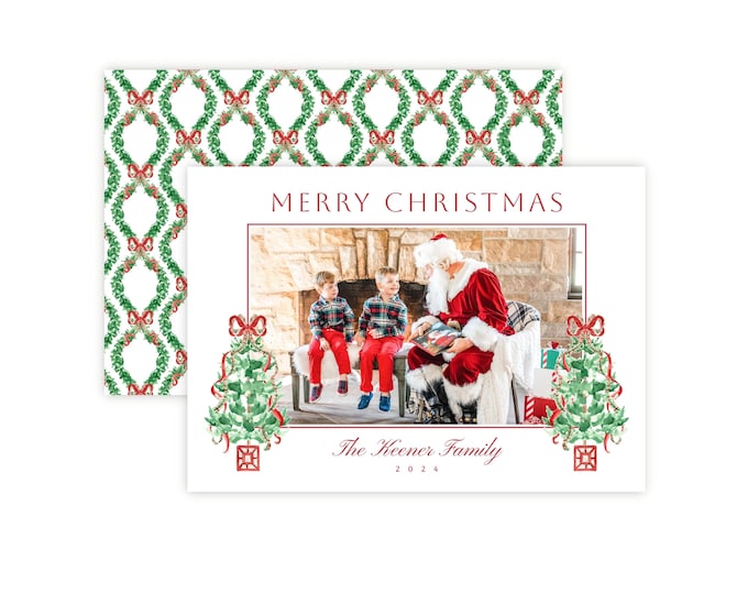 Printable Classic Topiary Christmas Photo Card