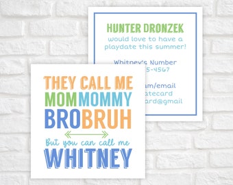 Playdate Cards for Boys, Kids Calling Card, Summer Playdate Card, Mom Kid Business Card, Keep in Touch Summer Card, Boy Playdate Invitation