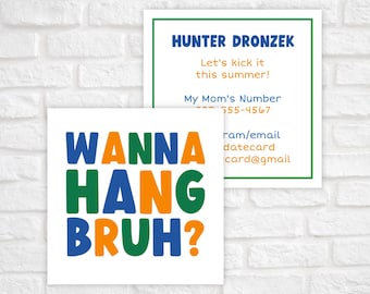Playdate Cards for Boys, Kids Calling Card, Summer Playdate Card, Mom Kid Business Card, Keep in Touch Summer Card, Boy Playdate Invitation
