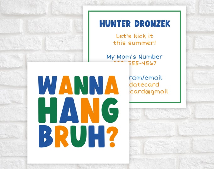Playdate Cards for Boys, Kids Calling Card, Summer Playdate Card, Mom Kid Business Card, Keep in Touch Summer Card, Boy Playdate Invitation