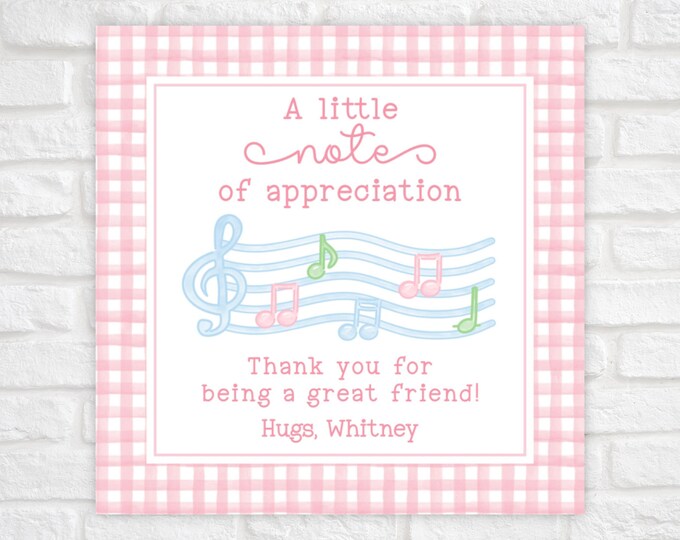 Last Day of School Music Gift Tags, End of School Year Gift Tags, Printable Music Teacher Note of Appreciation Gift Tag, Classmate Favor Tag